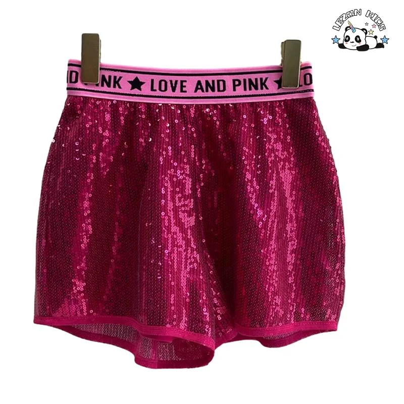 LEZONKIDS - Good Quality Kids Summer Sequin Shorts Toddler Party Pants Girls Shorts for 3 to 8T